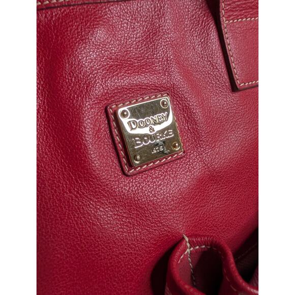 Dooney & Bourke Red Pebble Leather June Double Pocket Cinch Satchel Purse - Picture 3 of 14